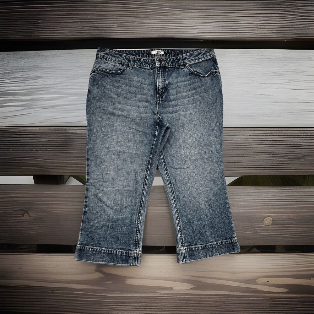 Tint Capri Jeans 12 (32x18.5) Blue Mid Rise Denim Stretch Womens Casual - Picture 2 of 8